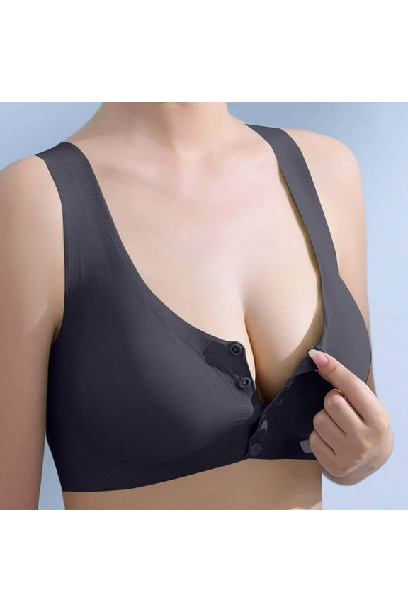 Comfort Bras for Women Front Closure Under $5 Push-Up Wireless Bralettes for Workout Solid Color Full Coverage Sexy Thin Breathable Summer Bras 32A, Black