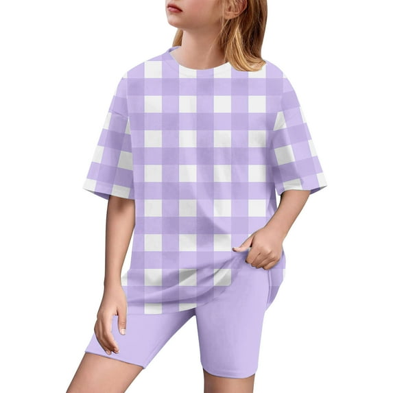 Fatuov Comfortable Top and Shorts Set for Big Girl Boy Cute Print Soft Top Set for Everyday Summer 2-Piece Clothes 10 Years
