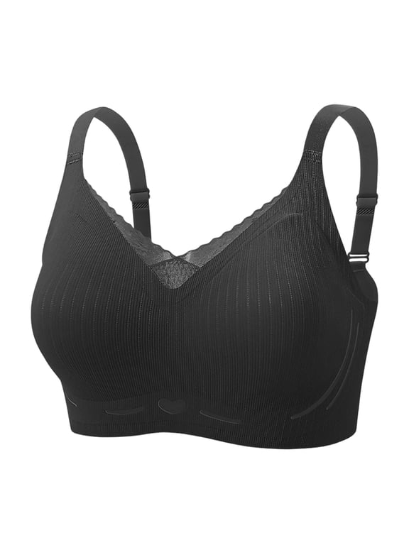 Everyday Bra for Women Wireless Breathable Fabric Full Coverage Soft Bra Solid Color Push Up Bra 38B