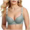 thumbnail image 1 of Fatuov Push Up Bras for Women Full Coverage Supportive Underwire, Adjustable Strap Comfort Bra for Travel, Lightly Lined Bra 46B, Green, 1 of 5