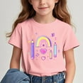 thumbnail image 1 of Fatuov Girls Cute Print T-Shirts Summer Short Sleeve Everyday Graphic Tee for Kids Boys Crew Neck Back to School Tops 14 Years, Pink, 1 of 5