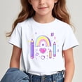 thumbnail image 1 of Fatuov Girls Cute Print T-Shirts Summer Short Sleeve Everyday Graphic Tee for Kids Boys Crew Neck Back to School Tops 3 Years, White, 1 of 5