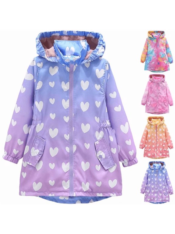 Jacket for Kids Girls Fatuov Rain Jackets Fleece Lined Hooded Fall Winter Coat