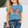 thumbnail image 1 of Fatuov Independence Day T-Shirt for Girls Short Sleeve Summer Comfortable Graphic Tee for Children American Flag Print 4th of July Round Neck Patriotic Tshirt 2-12 Years, 1 of 4