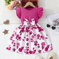 thumbnail image 1 of Fatuov Kids Girls Summer Dress Crew Neck Floral Print Midi A-Line Princess Dress for Party Short Sleeve Everyday Wear Dress Hot Pink, Sizes 6T, 1 of 5