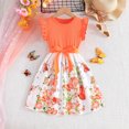 thumbnail image 1 of Fatuov Kids Girls Summer Dress Crew Neck Short Sleeve Midi A-Line Princess Dress for Party Cute Print Play Dress Orange, Sizes 7 Years, 1 of 5