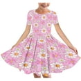 thumbnail image 1 of Fatuov Girls Dresses Summer Floral Print Play Dresses for Girls,Kids,Toddler Short Sleeve Crew Neck Midi Dance Dress Multicolor Size 9-10 Years, 1 of 4