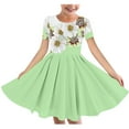 thumbnail image 1 of Fatuov Girls Dresses Summer Floral Print Play Dresses for Girls,Kids,Toddler Short Sleeve Crew Neck Midi Dance Dress Green Size 9-10 Years, 1 of 4