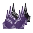 thumbnail image 1 of Fatuov Lace Underwire Bras for Women Solid Color Full Coverage Breathable T-Shirt Bra for Office, Push Up Supportive Lightly Lined Bra 3-Pack, 36C, Black, 1 of 4