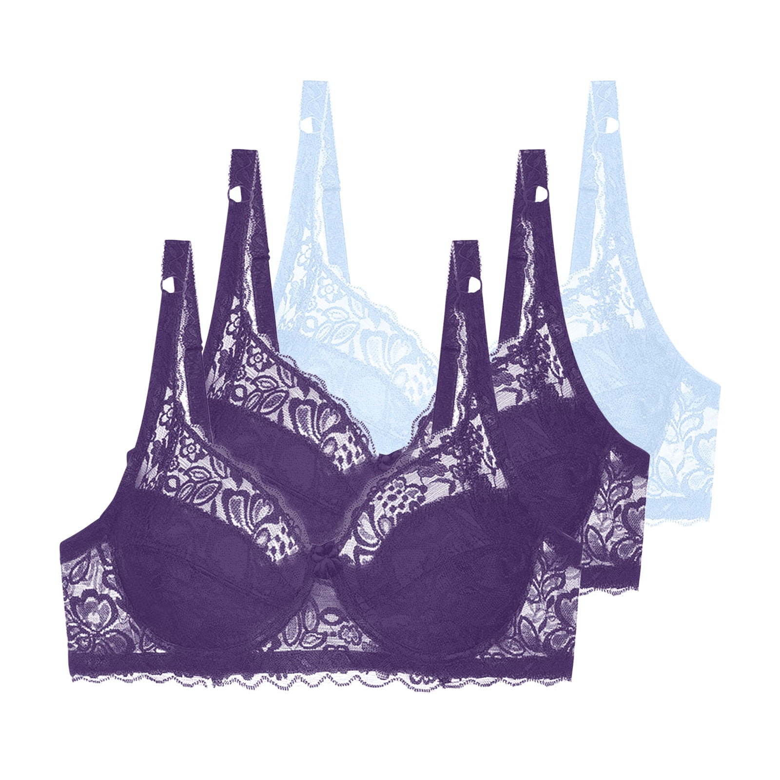 Fatuov Lace Underwire Bras for Women Solid Color Full Coverage ...