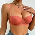 thumbnail image 1 of Fatuov Lace Underwire Bras for Women Plus Size Push-Up Underwear for Home Solid Color Soft Bras 40C, Red, 1 of 4