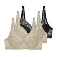 thumbnail image 1 of Fatuov Lace Underwire Bras for Women Solid Color Comfort Bra for Office, Push Up Full Coverage Supportive Lightly Lined Bra 3-Pack, 36B, Black, 1 of 4