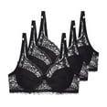 thumbnail image 1 of Fatuov Lace Underwire Bras for Women Solid Color Full Coverage Soft Everyday Bra for Party, Push Up Supportive Lightly Lined Bra 3-Pack, 40B, Black, 1 of 4