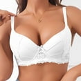 thumbnail image 1 of Fatuov Lace Wire Bras for Women Full Coverage Push Up Soft T-Shirt Bra for Casual, Supportive Solid Color Underwear 36B, White, 1 of 5
