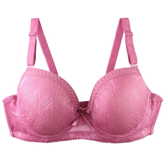 Fatuov Lace Wire Bras for Women Solid Color Comfort T-Shirt Bra for Outdoor, Push Up Full Coverage Supportive Lightly Lined Bra 40C, Hot Pink