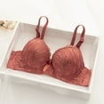 thumbnail image 1 of Fatuov Lace Wire Bras for Women Supportive Solid Color Full Coverage Soft Everyday Bra for Party, Push Up Lightly Lined Bra 34A, Red, 1 of 3