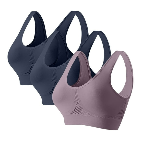 Fatuov Lightweight Workout Bras for Women Seamless Wireless Soft Tank Top Bra for Training, High Impact, 3-Pack
