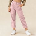 thumbnail image 1 of Fatuov Linen Capri Pants for Kids Girls Summer Straight Leg High Waisted Back to School Cropped Trouser Trendy Casual Pant for Vacation, Beach 5T-6T, 1 of 5