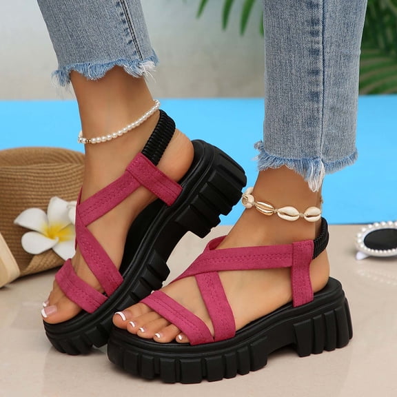 Fatuov Platform Wedge Sandals for Women Non-Slip Sandals Open Toe Plus Size Breathable Beach Sandals 5.5