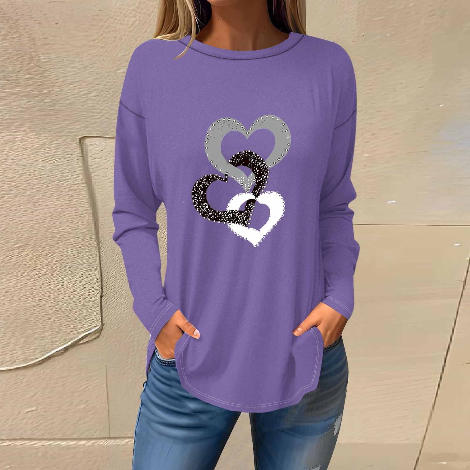 Fatuov Plus Size Blouses for Women Fashion 2025 Love Heart Graphic Long