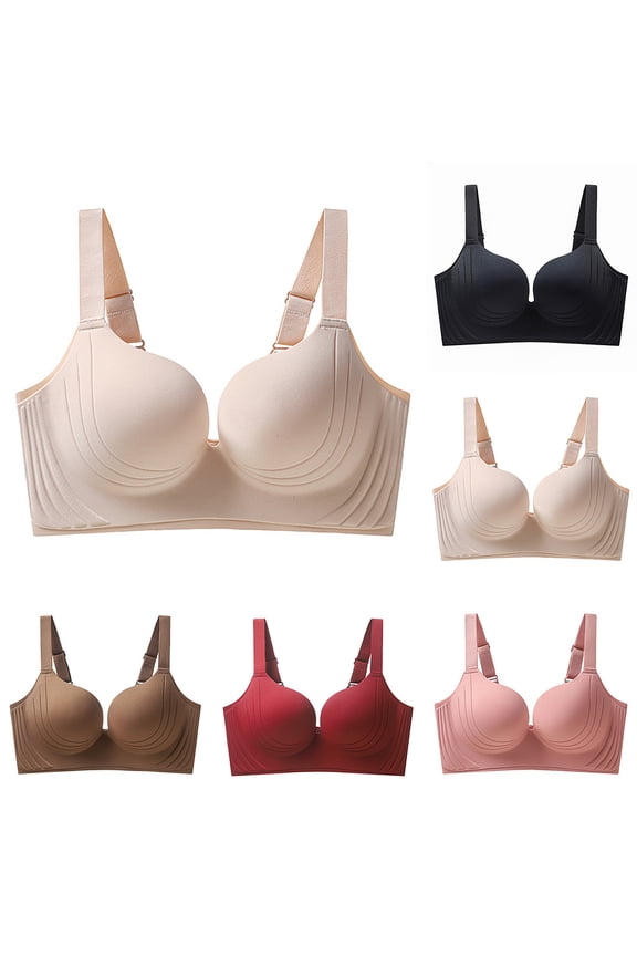 Plus Size Bras for Women Push-Up Solid Color Underwear for Home Soft Bras 44C, Beige