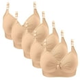 thumbnail image 1 of Fatuov Plus Size Bras for Women Wirefree Soft Everyday Bras for Casual Full Coverage Seamless Push Up T-Shirt Bras, 5-Pack, Beige, 42B, 1 of 5