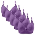 thumbnail image 1 of Fatuov Plus Size Bras for Women Wirefree Soft Everyday Bras for Casual Full Coverage Seamless Push Up T-Shirt Bras, 5-Pack, Purple, 42B, 1 of 5