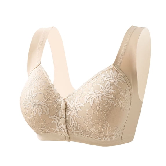 Fatuov Plus Size Lace Bras for Women Front Closure Full Coverage Comfortable Everyday Bras for Casual Seamless Wireless Push Up Underwear 42B, Pink