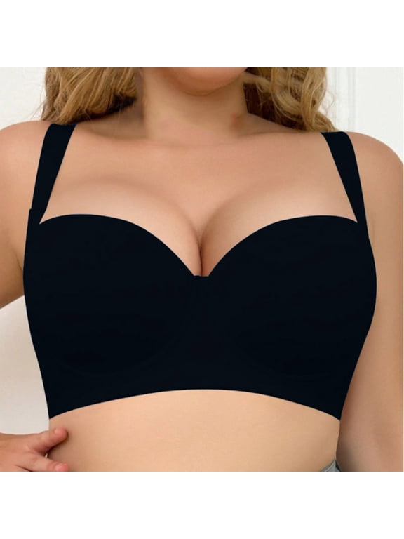 Push Up Wire Bra for Women Solid Color T-Shirt Bra for Everyday, Casual, Full Coverage Underwear 38D, Black