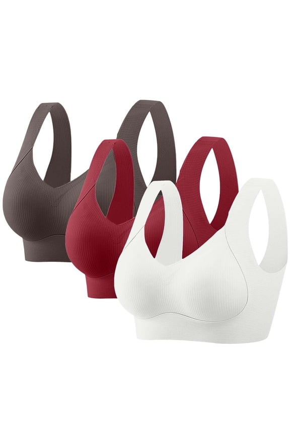 Push Up Bras for Women Plus Size Everyday Comfort Bras for Casual Seamless Full Coverage Soft T-Shirt Bras No Underwire, 3-Pack, White, 38C