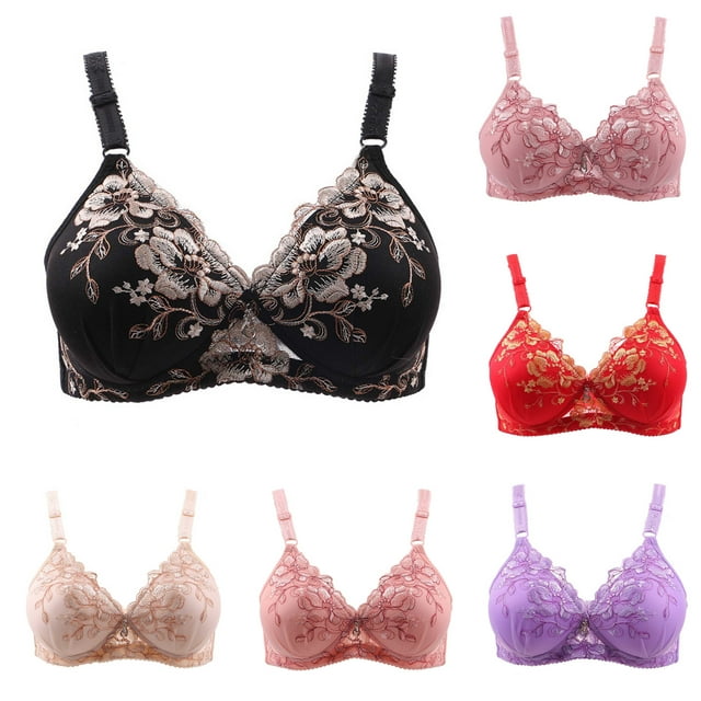 Fatuov Bras for Women Plus Size PushUp Wirefree Everyday Lace Bralette