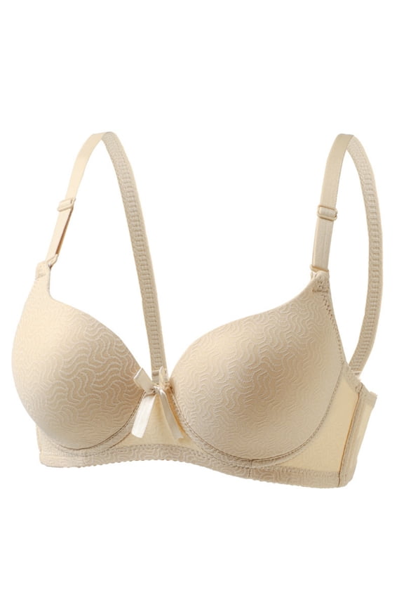 Push Up Underwire Bras for Women Comfort Bra for Gift, Full Coverage Solid Color Supportive Lightly Lined Bra 34B, Beige