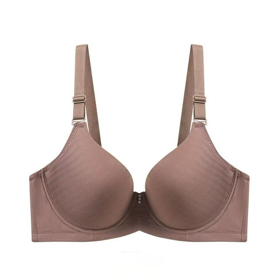 Fatuov Push Up Wire Bras for Women Solid Color Breathable Everyday Bra for Travel, Supportive Full Coverage Lightly Lined Bra 36D, Coffee