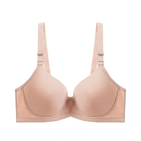 Fatuov Push Up Wire Bras for Women Solid Color Breathable Everyday Bra for Travel, Supportive Full Coverage Lightly Lined Bra 42D, Beige