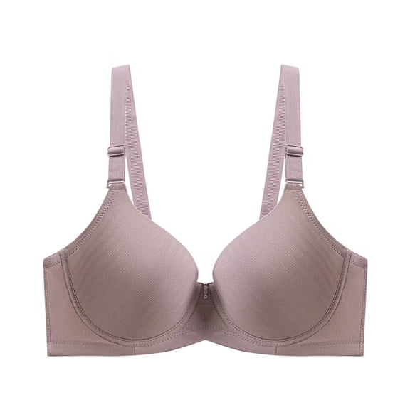 Fatuov Push Up Wire Bras for Women Solid Color Breathable Everyday Bra for Travel, Supportive Full Coverage Lightly Lined Bra 42D, Dark Gray