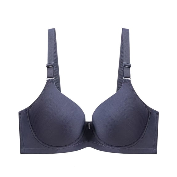 Fatuov Push Up Wire Bras for Women Solid Color Breathable Everyday Bra for Travel, Supportive Full Coverage Lightly Lined Bra 42D, Gray