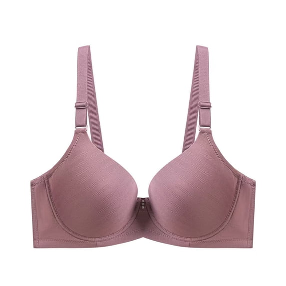 Fatuov Push Up Wire Bras for Women Solid Color Breathable Everyday Bra for Travel, Supportive Full Coverage Lightly Lined Bra 44D, Pink