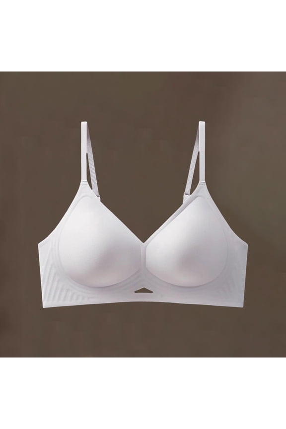 Sports Bra for Women Seamless Solid Color Wire Free Bralette Push Up Full Coverage Breathable Daily Wear Bra 36A, Gray