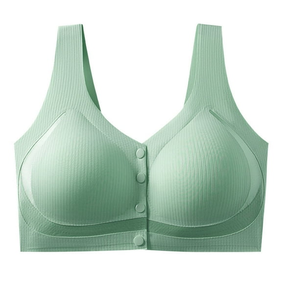 Fatuov T-Shirt Bras for Women Wireless Push-Up Bralette Seamless Underwear for Shopping Solid Color Support Bras 36A, Green