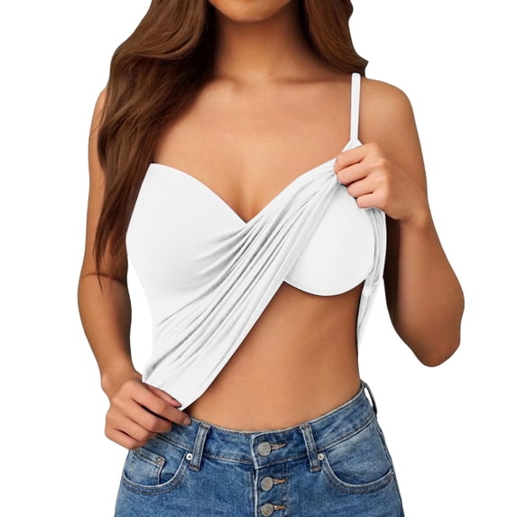 Fatuov Tank Tops Women with Built-in Bra, Adjustable Spaghetti Strap Basic Camisole, Solid Slim Fit Going Out Cami Undershirt Shapewear