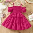 thumbnail image 1 of Fatuov Toddler Girls Summer Dress Solid Color Short Sleeve Midi A-Line Princess Dress for Party Crew Neck Play Dress Hot Pink, Sizes 3T, 1 of 5
