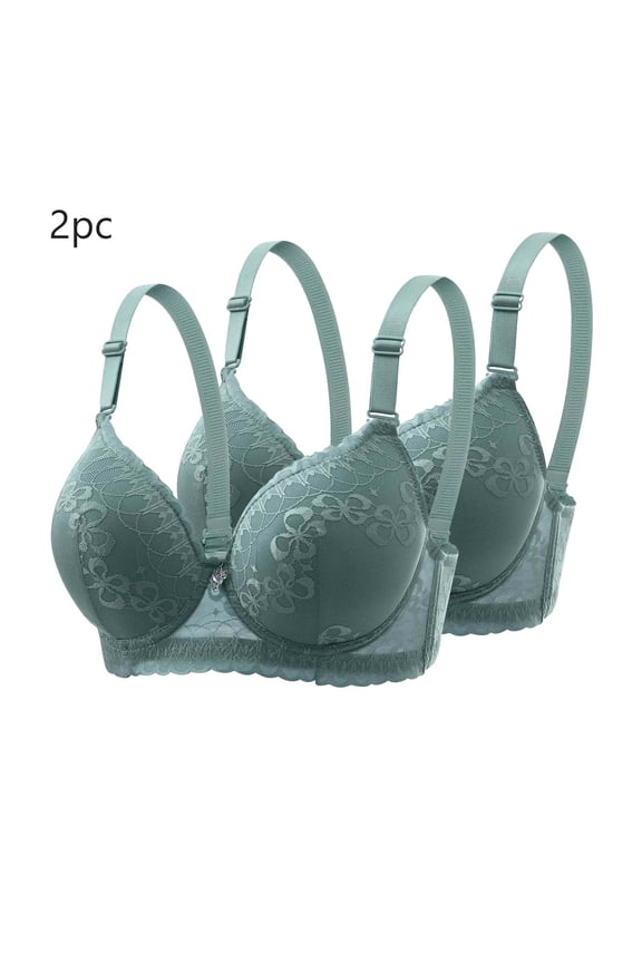 Push Up Bras for Women Plus Size Bras for Everyday Comfort Underwire Lace Underwear, 2-Pack