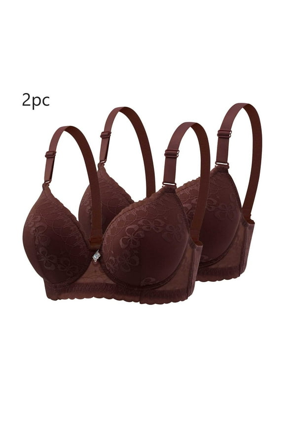 Push Up Bras for Women Plus Size Bras for Everyday Comfort Underwire Lace Underwear, 2-Pack