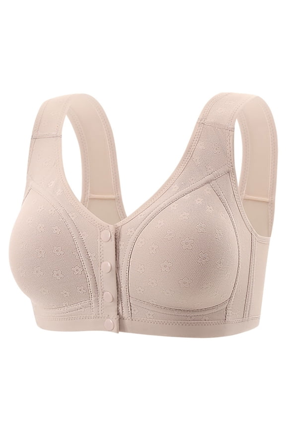 Wirefree Bra for Women Light Support Full Coverage Push Up Comfortable Front Closure Bra for Everyday Breathable Bra, All-Day Wear, Underwear 46A
