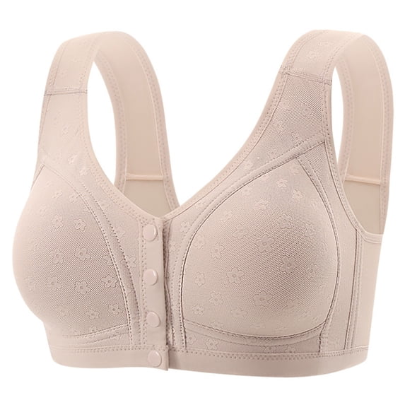 Fatuov Wirefree Bra for Women Light Support Full Coverage Push Up Comfortable Front Closure Bra for Everyday Breathable Bra, All-Day Wear, Underwear 46A
