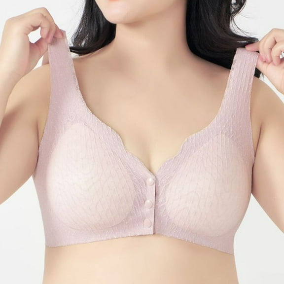 Fatuov Plus Size Wirefree Bras for Women Front Closure Full Coverage Push-Up Bralettes for Everyday, Sexy Thin Breathable Bras