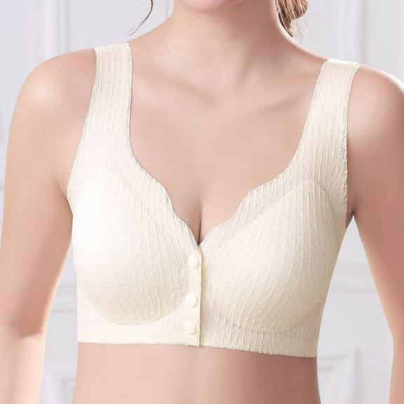 Fatuov Plus Size Wirefree Bras for Women Front Closure Full Coverage Push-Up Bralettes for Everyday, Sexy Thin Breathable Bras