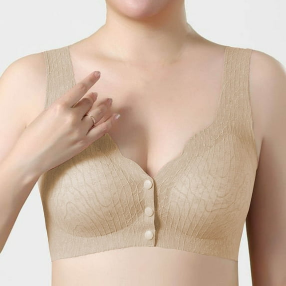 Fatuov Plus Size Wirefree Bras for Women Front Closure Full Coverage Push-Up Bralettes for Everyday, Sexy Thin Breathable Bras