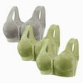 thumbnail image 1 of Fatuov Wirefree Bras for Women Front Closure Comfort Bras Underwear Plus Size Sexy Full Coverage Bras 40A, Green, 3-Pack, 1 of 3