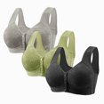 thumbnail image 1 of Fatuov Wirefree Bras for Women Front Closure Sexy Lingerie Bras Plus Size Push-Up Bras 46A, Green, 3-Pack, 1 of 3